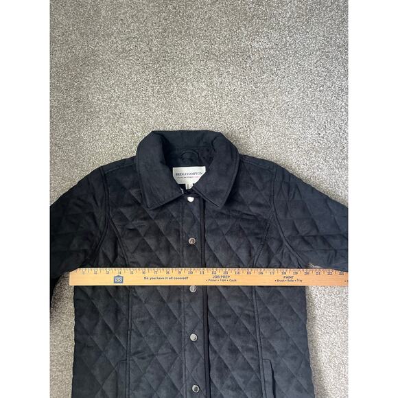Isaac Mizrahi Live! Faux Suede Quilted Barn Jacket Black Chore Womens Size Small - Picture 7 of 8